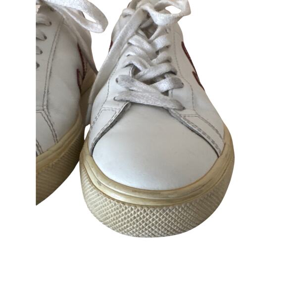 Veja Esplar White Red Leather Casual Shoes Sneakers Lace Up Women's US Size 7 - Picture 4 of 14